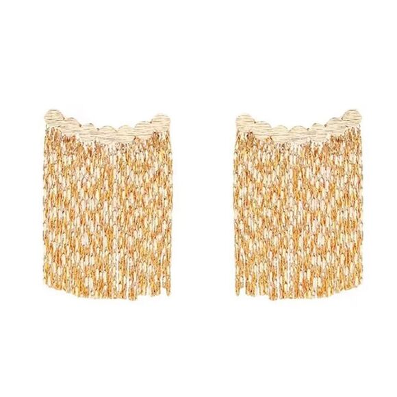 Gold tassel drop earrings N296 - Picture 2 of 6